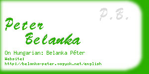peter belanka business card